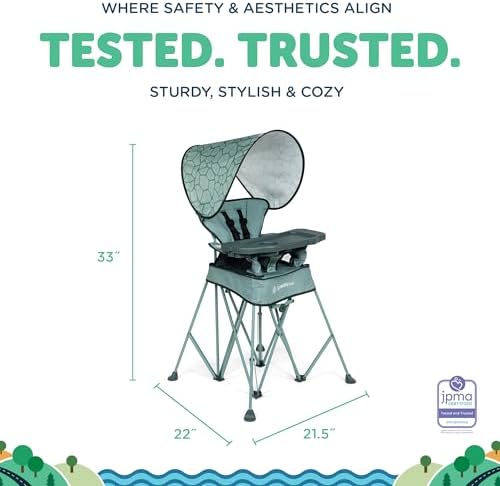 Baby Delight Go with Me Uplift Deluxe Portable High Chair, Green Garden - Image 4