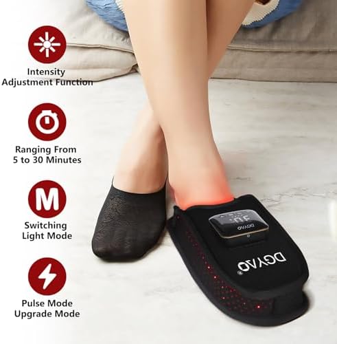 D MAX Cordless Foot Slipper Red Light Therapy, Near Infrared Therapy for Feet Pain Relief, with Battery Pulse Therapy (Single) - Image 3