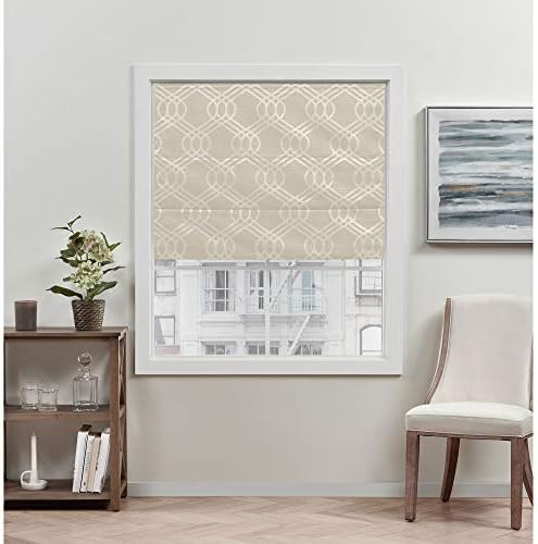 Exclusive Home Prague Trellis 100% Blackout Roman Shade, 34"x64", Natural by Chaps