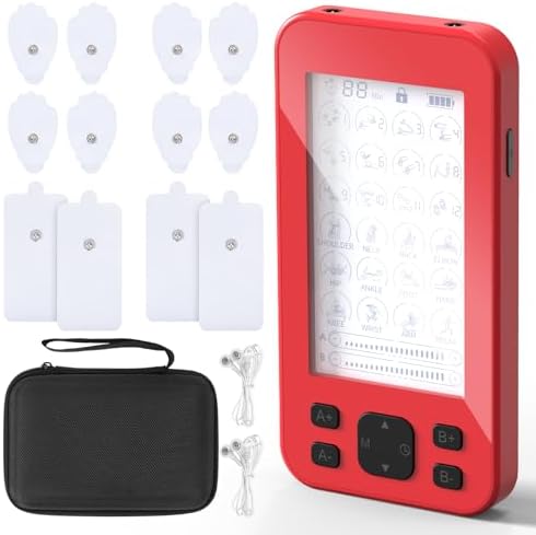 TENS Unit Muscle Stimulator, 3-in-1 TENS & EMS Stimulator Machine with 24 Modes & 20 Levels, Rechargeable EMS Massager for Neck, Shoulder, Sciatica & Back Pain Relief with 12 Pads, EVA Case by WAETFS