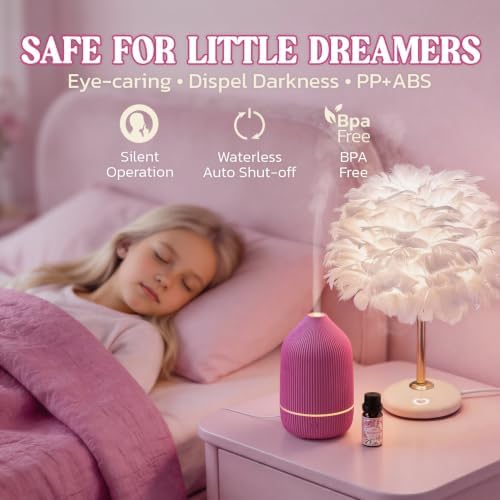 Essential Oil Diffuser, 100ml Aromatherapy Diffuser, Mini Ultrasonic Diffuser for Essential Oil, Home, Office, Cool Mist Humidifier with 7 Led Light, Auto Shut-Off, Pink - Image 3