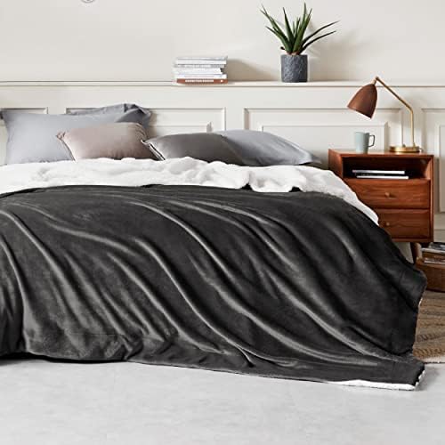 Bedsure GentleSoft Sherpa Fleece Blanket Queen Size for Bed, Non-Heated, Thick and Warm Throw for Women and Men, Soft Fuzzy Plush Queen Blanket for Winter, Charcoal, 90x90 Inches - Image 3