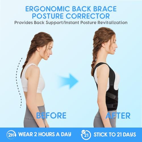 Posture Corrector for Women/Men Adjustable Full Back Brace Support - Image 2