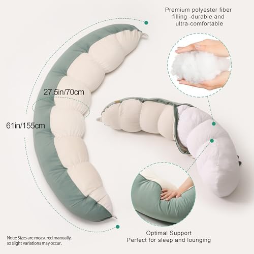 Peallow(Pat. Pend) – Long Round Body Pillow for Adults, Bolster Pillow for Sleeping, Soft and Supportive Pillow for Sleeping & Lumbar Support - Image 3