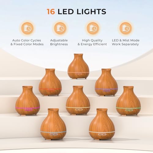 Aromatherapy Essential Oil Diffuser,2 PCS Humidifier with 550ml Lasting Mist Output Waterless Auto-Off Ultrasonic Diffusers 7 Color LED Lights Cool Mist Humidifier for Large Room, Home - Image 5
