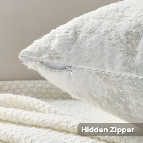 FUTEI Pack of 2 Faux Cashmere Throw Pillow Covers 24x24 Inch, Light Blue White - Image 3