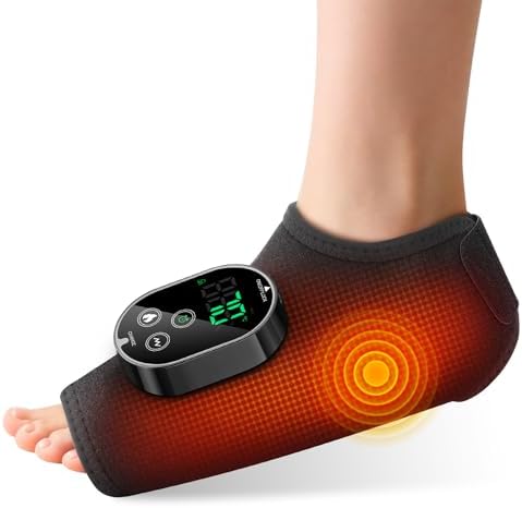 Cordless Neuropathy Foot Massager, Ankle Massager for Pain Relief, Ankle Heating Pad Plantar Fasciitis Relief, Black by WoloyHeatie