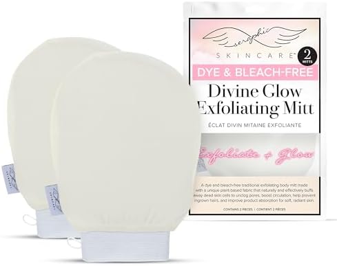 Divine Glow Exfoliating Mitt for Body 2pcs - Body Scrub Glove & Exfoliator by SeraphicSkincare