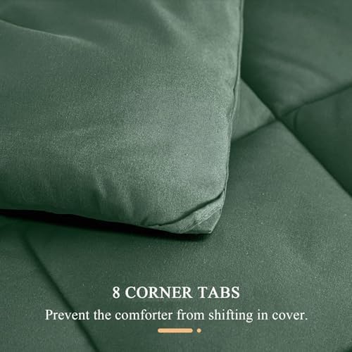 132x120 Alaskan King Comforter, Extra Large King Size Comforter Oversized, All Season Soft Lightweight Quilt Down Alternative Duvet Insert with 8 Corner Tabs(120x132, Emerald Green) - Image 5