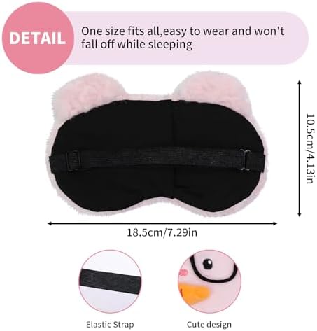 PERFECTSIGHT Sleep Eye Masks, Cute Plush Sleep Eye Cover Lightweight Adjustable Eyeshade Faux Fur Mask Cover for Women Men Kids Sleep Travel Nap, Glasses Bunny - Image 6