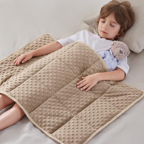 anfie Weighted Blanket(30"x40" 2lbs) Weighted Blanket Cooling Blanket for Resting,Throw Size Breathable Blanket with Premium Glass Bead(Khakil) by anfie