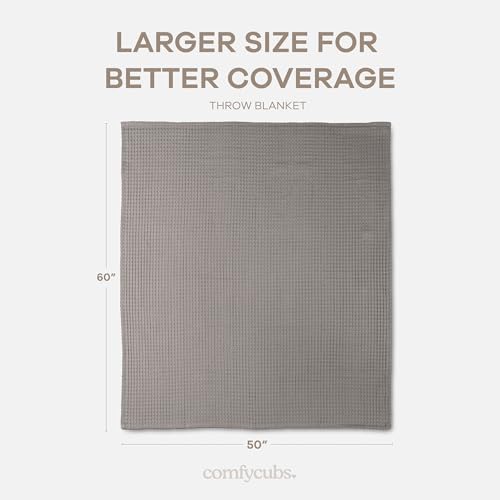 Comfy Cubs 100% Cotton Waffle Weave Throw Blanket Breathable Skin-Friendly Soft Lightweight Blankets - Perfect Warm Textured Blanket Layer - Size for Couch Bed & Sofa (Charcoal, 50" X 60") - Image 4