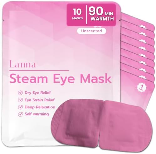 LANNA Heated Steam Eye Mask, Disposable 120 Minutes, Pink Unscented, 10 Pcs by steameyemask