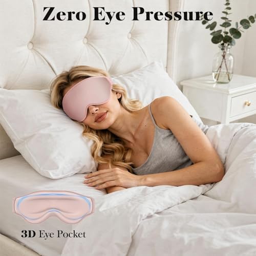 Fygrip 3D Eye Mask Sleep Mask for Men & Women, Pink - Image 3