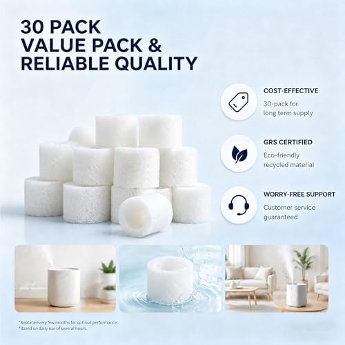 Top-Fill Humidifier Replacement Filter Compatible with Levoit Dual150 Dual200S Classic160 Classic300(S) LV600S LV600HH OasisMist450S OasisMist600S Superior 6000S - 30 Filters and 2 Clean Fish - Image 4