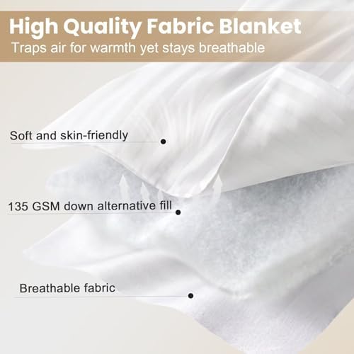 downluxe King Size Blanket with Satin Trim, Lightweight Down Alternative King Blanket for All Season, Machine Washable (Ivory, 90x108 Inch) - Image 4