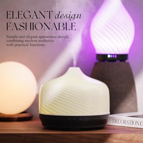 Porseme 500ml Glass Essential Oil Diffuser Aromatherapy Ultrasonic Cool Mist Humidifier 15-21 Running Hours Waterless Auto-Off Air Diffusers for Sleeping Yoga Working Spa(Pure White) - Image 4