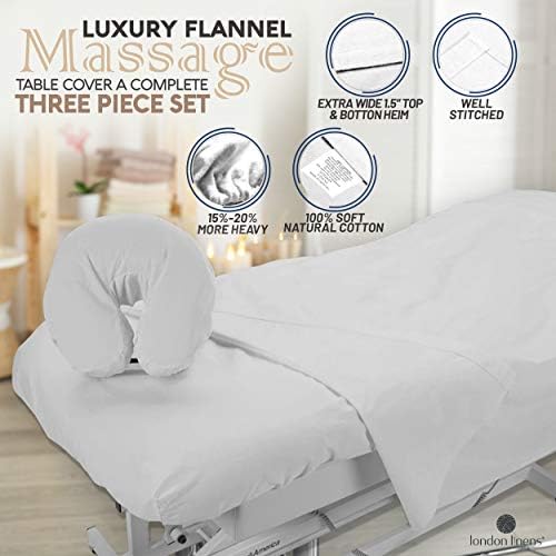 LONDON LINENS Extra Heavy Flannel Massage Table Sheet 3 Piece Set (White) - Image 4