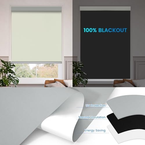 Motorized 100% Blackout Roller Shade – Custom Smart Blinds with Remote, Rechargeable Battery or Plug-in Motor, Tuya WiFi Optional, Home & Office Automatic Window Shades (Medium Champagne/CH9441) - Image 4