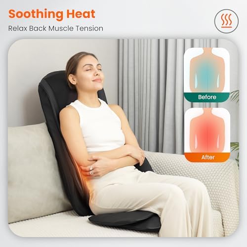 Snailax Shiatsu Neck Back Massager with Heat, Massage Chair Pad with Compression, Height-Adjustable Neck Massage Rollers Chair Seat Massager, Gifts for Men, Women - Image 5