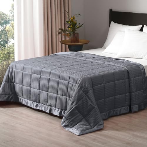downluxe Weighted Blanket Queen Size, 15 lb Weighted Blanket with Glass Beads for All Season, Machine Washable Heavy Blanket (Grey, 90 X 90 Inch) by Downluxe