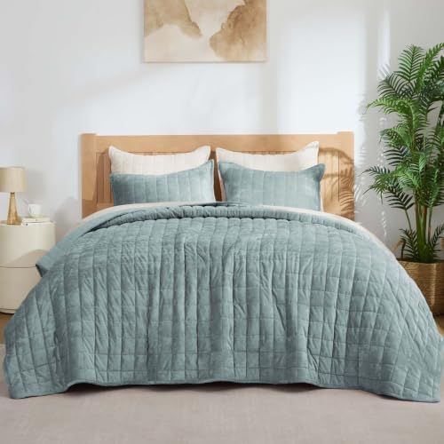 BEDELITE Velvet Quilt Set King Size, Luxury Velvet Comforter Bedding by BEDELITE