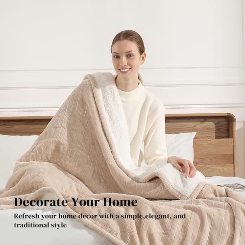 Twin Electric Blanket 62"x84" Heating Blanket Twin Heated Blanket, Beige - Image 5