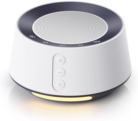 White Noise Sound Machine with 20 Soothing Sounds, 10 Colors Night Light Sleep Machines Home Office Travel, 5 Timers and Memory Feature Sound Machine for Nursery Baby Kids Adults (White) by BGOVERSSWhiteNoiseMachine