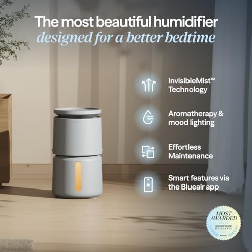 BLUEAIR Room Humidifier - DreamWell - 72Hr Top-Fill Mist-Free InvisibleMist Technology Aroma Stone for Essential Oils and Soothing Mood Lighting - Quiet Operation for Bedroom and Home Use, Grey - Image 2