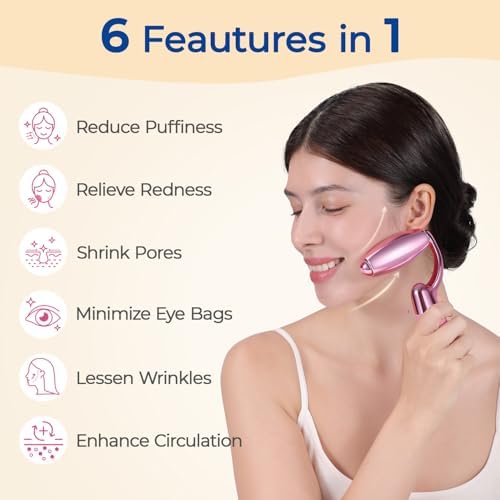 MORGLES Ice Roller for Face, Professional Face Roller Cryotherapy Tool to Reduce Puffiness, Redness & Headaches, Tighten Skin and Improve Lymphatic Drainage with Ergonomic Handle (Pink) - Image 4