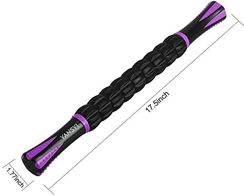YANSYI Professional 9-Roller Deep Tissue Massage Stick - Portable Muscle Recovery Roller for Athletes, Relieves Post-Workout Soreness & Leg/Back Pain - Portable Physio Tool (Purple) - Image 2