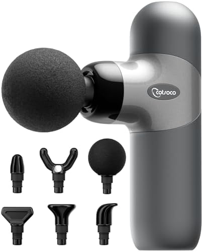 cotsoco Mini Massage Gun, Deep Tissue Percussion Muscle Massager, Compact Portable Handheld Massager with 6 Heads & 4 Speeds, Quiet for Home, Gym, Office, Travel, Gift for Men and Women by cotsoco
