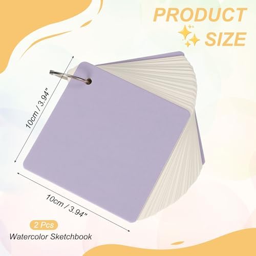 PATIKIL Mini Watercolor Sketchbook, 3.94 x 3.94 55 Sheets/110 Pages Portable Square Travel Watercolor Notebook 230GSM (107lb) Detachable Painting Sketch Book Art Sketchbook, Purple - Image 2