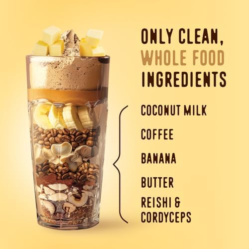 FlavCity All in One Protein Shake Powder, Butter Coffee - 55mg Caffeine + Collagen Peptides, Reishi & Cordyceps - Focus, Skin, Hair & Joint Support - 100% Grass Fed Whey, 20 Servings - Image 3