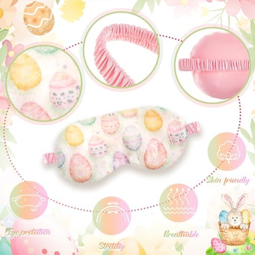 Cuffbow 6 Pack Fuzzy Sleep Masks Plush Eye Mask,Easter,Light - Image 3