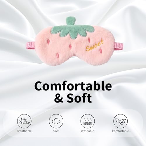 PERFECTSIGHT Sleep Eye Masks, Cute Fruit Sleep Eye Cover Lightweight Adjustable Eyeshade Mask Cover for Women Men Sleep Travel Nap, Strawberry Pineapple - Image 2