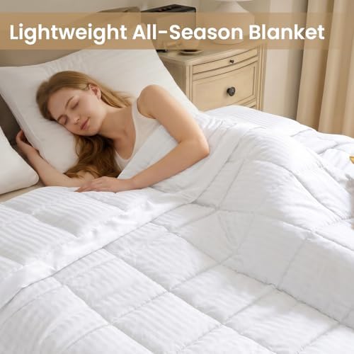 downluxe King Size Blanket with Satin Trim, Lightweight Down Alternative King Blanket for All Season, Machine Washable (White, 108 x 90 Inch) - Image 5