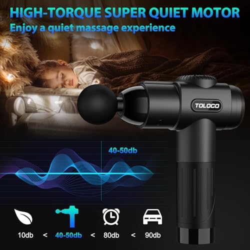 TOLOCO Massage Gun, Deep Tissue Back Massage for Athletes for Pain Relief, Percussion Massager with 10 Massages Heads & Silent Brushless Motor, Relaxation Gifts for Men Women, Black - Image 3