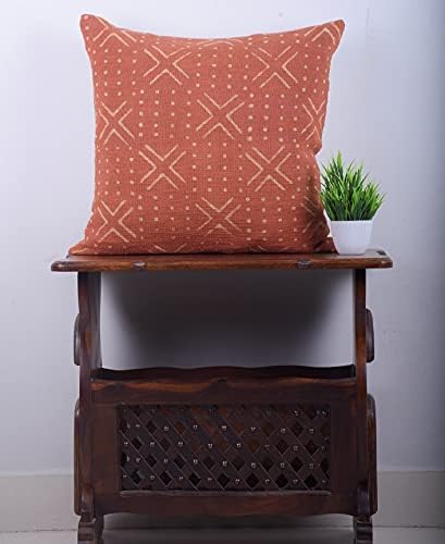 Trade Star 100% Cotton Throw Cushion Cover Designer Cushion Cover Handmade Square Pillow Case Authentic Mudcloth Bed Cushion Case (Rust NOVA 18X18 INCHES) - Image 2