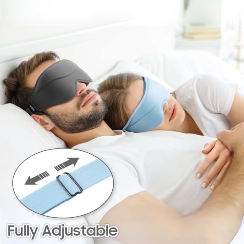 Sleep Mask - Total Blackout 3D Sleeping Mask, Super Lightweight & Silky Soft Eye Mask for Sleeping, Fully Adjustable Fit for Home, Traveling, Meditation, Yoga, Light Blue, Mothers Day Gifts - Image 5
