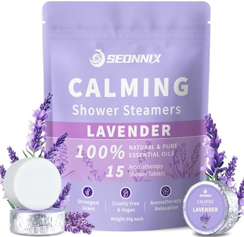 Shower Steamers Aromatherapy 15 Pack, Stress Relief & Self Care - Lavender Shower Bombs with Natural Essential Oil, Home Spa Shower Travel Essentials, Relaxation Birthday Gifts for Women & Men by CreateExtraordinaryEnjoyment