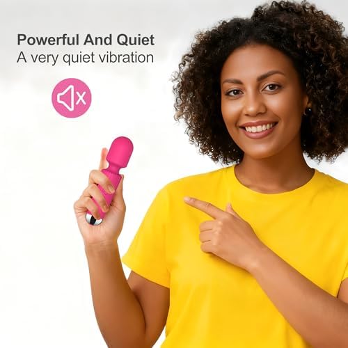 Handheld Wand Massager 20 Modes 8 Speeds, Quiet Mini Vibration Massager for Deep Tissue & Muscle Recovery, Neck Back Shoulder, Cordless Portable (Red) - Image 3