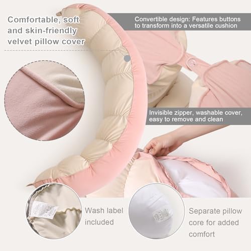 Peallow(Pat. Pend) – Long Round Body Pillow for Adults, Bolster Pillow for Sleeping, Soft and Supportive Pillow for Sleeping & Lumbar Support(Blush Pink,59") - Image 4
