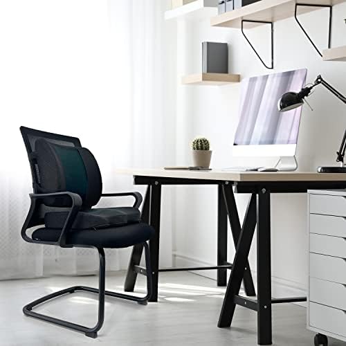 Amazon Basics Comfortable Seat Cushion & Lumbar Support for Office Chairs, Gel Enhanced Memory Foam, Non-Slip, Cooling, Portable, Pack of 2, Rectangular, Black - Image 6