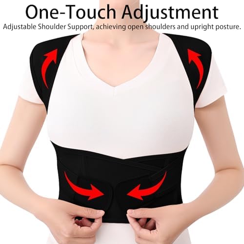 Posture Corrector for Women and Men Back Brace Upper Support Straightener Shoulder Adjustable Breathable Hunchback Pain (Black, Small) - Image 3