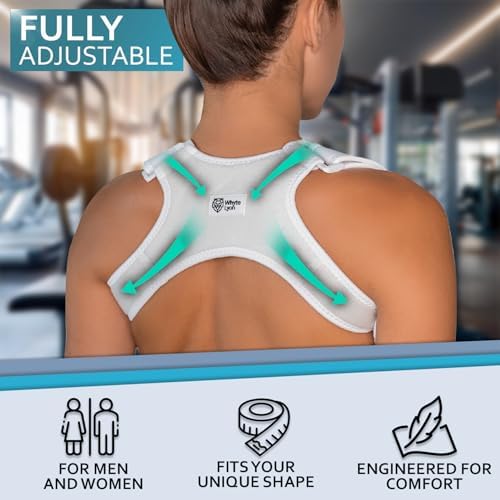 Upper Back Posture and Neck Hump Corrector - for Women and Men - Support Brace and Straightener for Pain Relief - Rounded Shoulder and Buffalo Hunchback Alignment - Discreet Under Clothes - White - Image 4