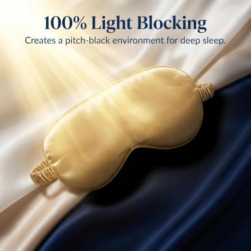 [3 Pack] QSYW Sleep Masks, Satin Eye Mask for Sleeping - Silky Eye Masks Bulk with Storage Bag & Elastic Strap, Golden - Image 6