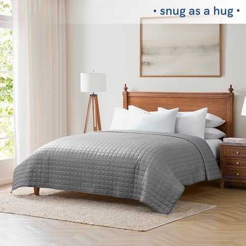YnM Cooling Weighted Blanket for Adults, 50lbs Heavy Bed Throw Comforter with 100% PE Fabric, Ideal for Hot Sleepers or Summer Days(88x104 Inches for Queen/King Bed, 50 Pounds, Grey) - Image 4