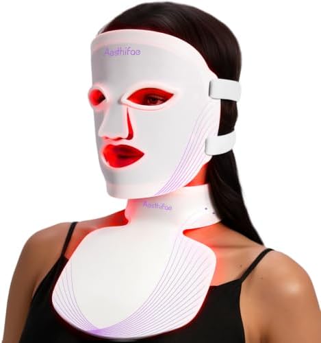 Red Light Therapy for Face and Neck, 7 in 1 Red Light Therapy Mask with NIR Portable Rechargeable Led Face Mask with Eye Protection and Remote for True Anti-Wrinkles Skincare at Home White by Unknown