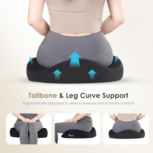 FLORICH Upgraded Ergonomic Memory Foam Car Seat Cushion with Lumbar Support, Non-Slip, Washable Driving Seat Cushion for Back & Sciatica Pain Relief, Large Car Seat Cushion Driver, Office-Black - Image 7